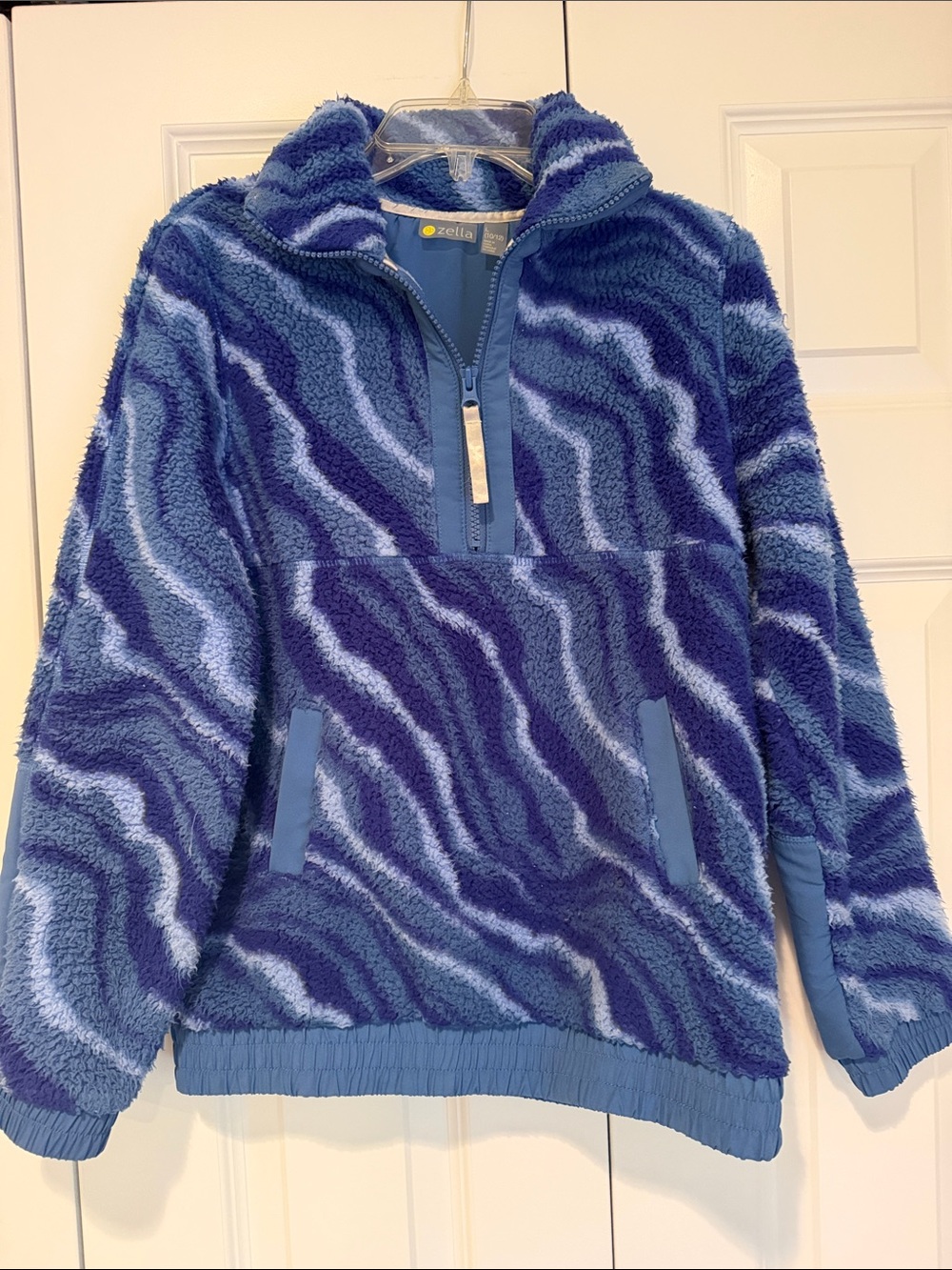 Zella Blue Multi-Tone Sherpa Half-Zip Pullover